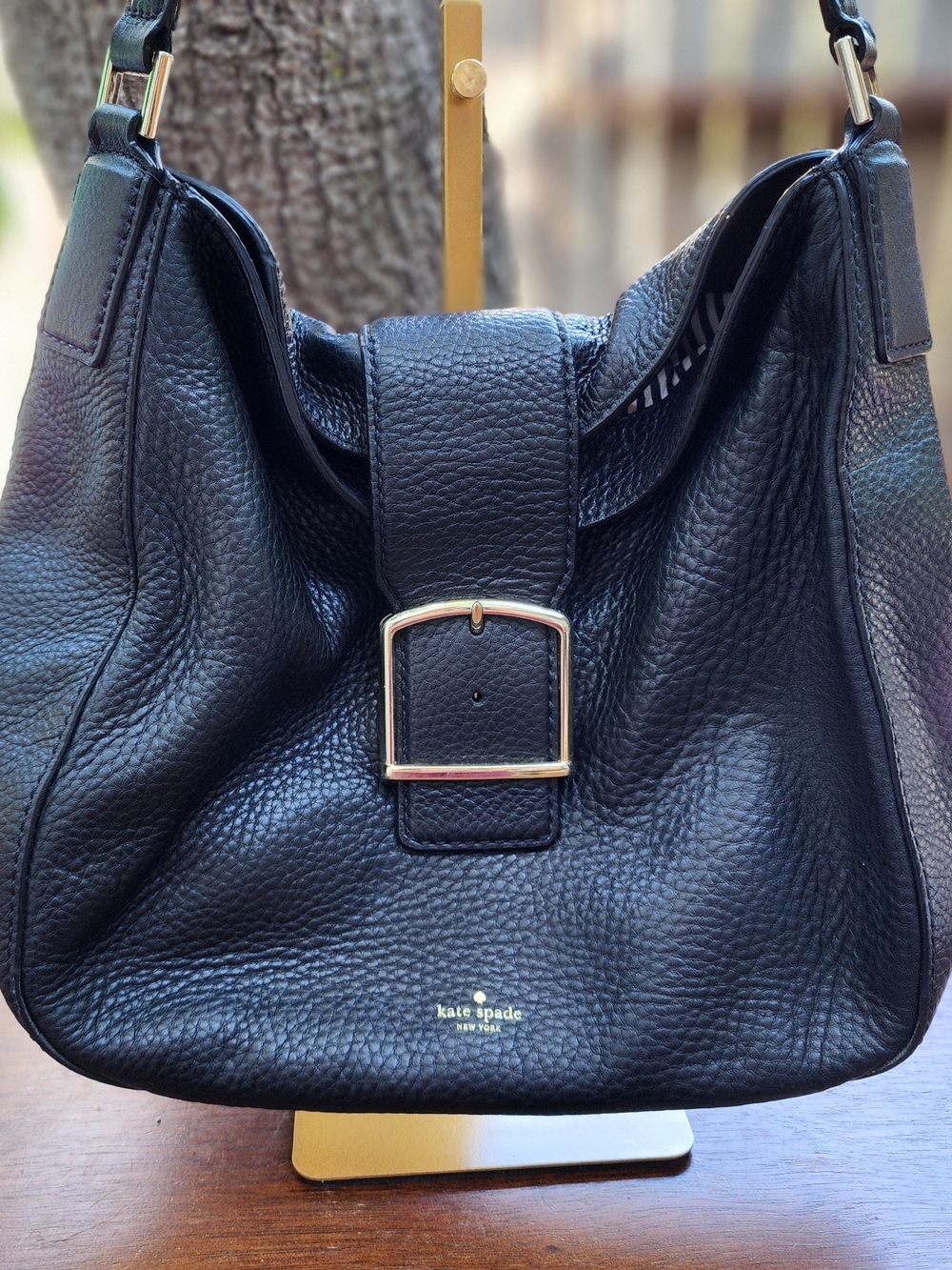 Kate Spade New York Healy Lane Jayne Black Pebbled Leather Hobo Shoulder Bag